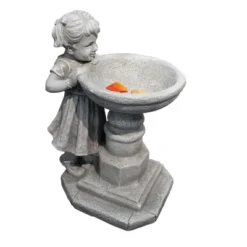 Design Toscano Georgina's Garden Gaze Child At Birdbath Statue