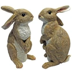 Design Toscano Hopper, The Bunny, Standing Garden Rabbit Statue: Set Of Two