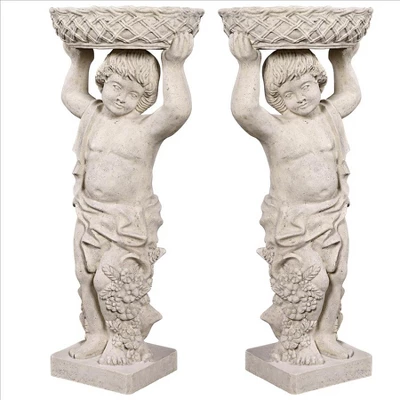 Design Toscano Young Bacchus With Basket Planters Garden Statues: Set Of Two 3 Design Toscano Young Bacchus With Basket Planters Garden Statues: Set Of Two