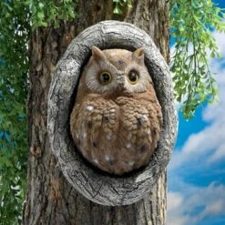 Design Toscano Octavius Knothole Owl Tree Sculptures: Set Of Two