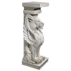Design Toscano Trapezophoron Sculptural Winged Lion Pedestal