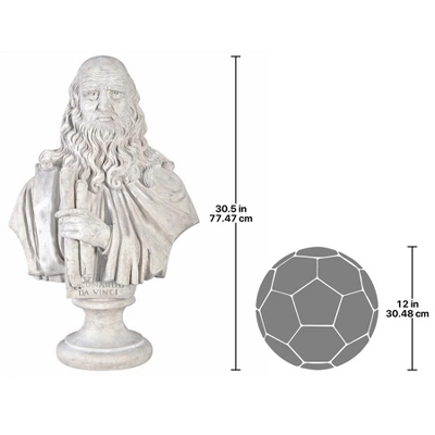 Design Toscano Leonardo Da Vinci Grand-Scale Sculptural Bust 8 Design Toscano Leonardo Da Vinci Grand-Scale Sculptural Bust - Image 6