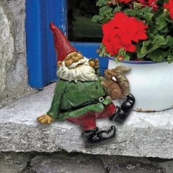 Design Toscano Osbert, The Garden Gnome Shelf Sitter Statues: Set Of Two