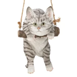 Design Toscano Gray Tabby Kitty On A Perch Hanging Cat Sculpture - Multicolored -Design Toscano Store GUEST 6eb5630a 86e4 4398 94fe 33fa0c0db3c2