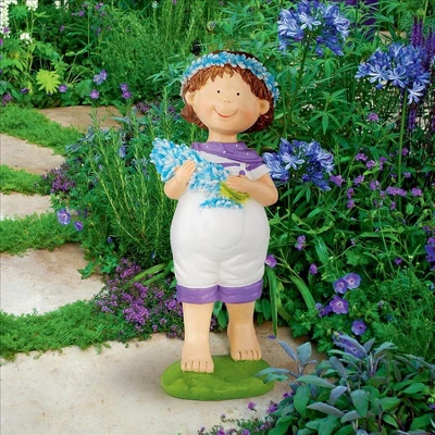 Design Toscano Bluebonnet Twins Springtime Child Garden Statue: Juliette Girl 3 Design Toscano Bluebonnet Twins Springtime Child Garden Statue: Juliette Girl