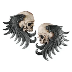 Design Toscano Bad To The Bones Winged Skull Sentinel Wall Sculptures: Set Of 2