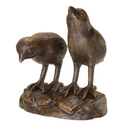 Design Toscano Twin Baby California Quail Solid Cast Bronze Garden Statue