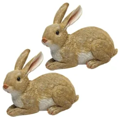 Design Toscano Bashful, The Bunny, Lying Down Garden Rabbit Statue: Set Of Two
