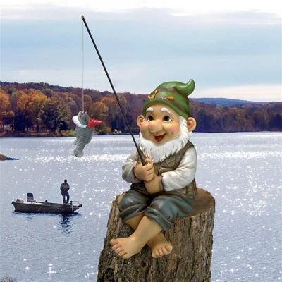 Design Toscano Ziggy, The Fishing Gnome Garden Sitter Statue - Multicolored 4 Design Toscano Ziggy, The Fishing Gnome Garden Sitter Statue - Multicolored - Image 2