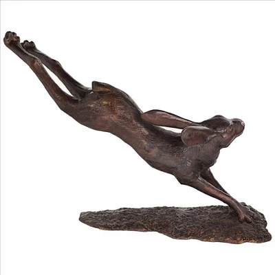 Design Toscano Leaping Hare, Jumping Rabbit Cast Bronze Garden Statue 4 Design Toscano Leaping Hare, Jumping Rabbit Cast Bronze Garden Statue - Image 2