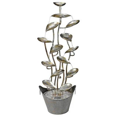 Design Toscano Rain Forest Leaves Cascading Metal Fountain - Silver 4 Design Toscano Rain Forest Leaves Cascading Metal Fountain - Silver - Image 2