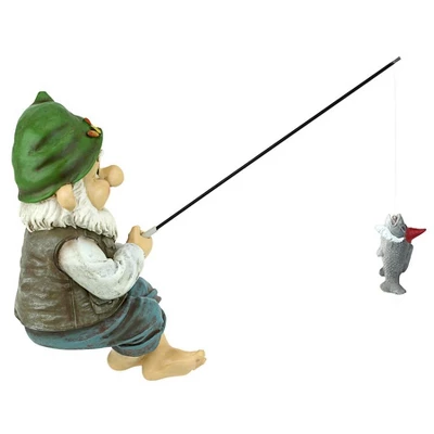 Design Toscano Ziggy, The Fishing Gnome Garden Sitter Statue - Multicolored 5 Design Toscano Ziggy, The Fishing Gnome Garden Sitter Statue - Multicolored - Image 3