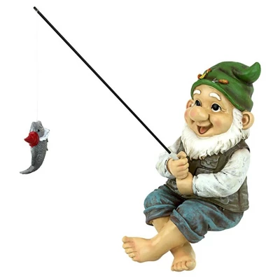 Design Toscano Ziggy, The Fishing Gnome Garden Sitter Statue - Multicolored 3 Design Toscano Ziggy, The Fishing Gnome Garden Sitter Statue - Multicolored
