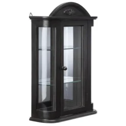 Design Toscano Rosedale Hardwood Wall Curio Cabinet: Ebony Black Finish