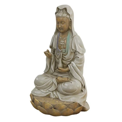 Design Toscano Goddess Guan Yin Seated On A Lotus Statue - Multicolored 3 Design Toscano Goddess Guan Yin Seated On A Lotus Statue - Multicolored