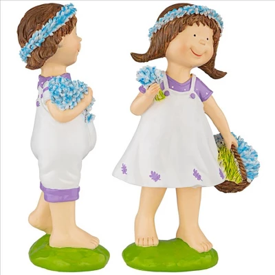 Design Toscano Bluebonnet Twins Springtime Children Garden Statues: Set Of Two 5 Design Toscano Bluebonnet Twins Springtime Children Garden Statues: Set Of Two - Image 3