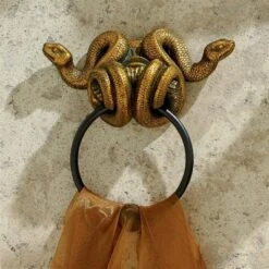 Design Toscano Egyptian Cobra Goddess Towel Ring Wall Sculpture: Set Of Two